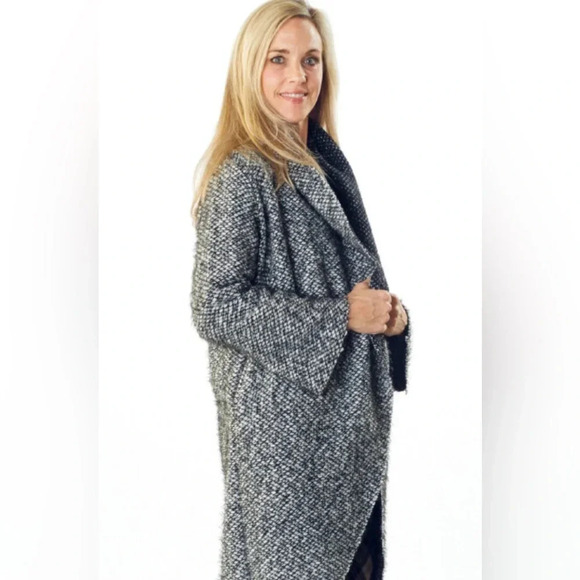 Bryn Walker Wrap Coat in Nero/Bianco Isle of Skye Size XXS - Picture 2 of 14